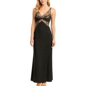 Badgley Mischka Black Lace Gown Formal Evening Dress Sleeveless USA Made
